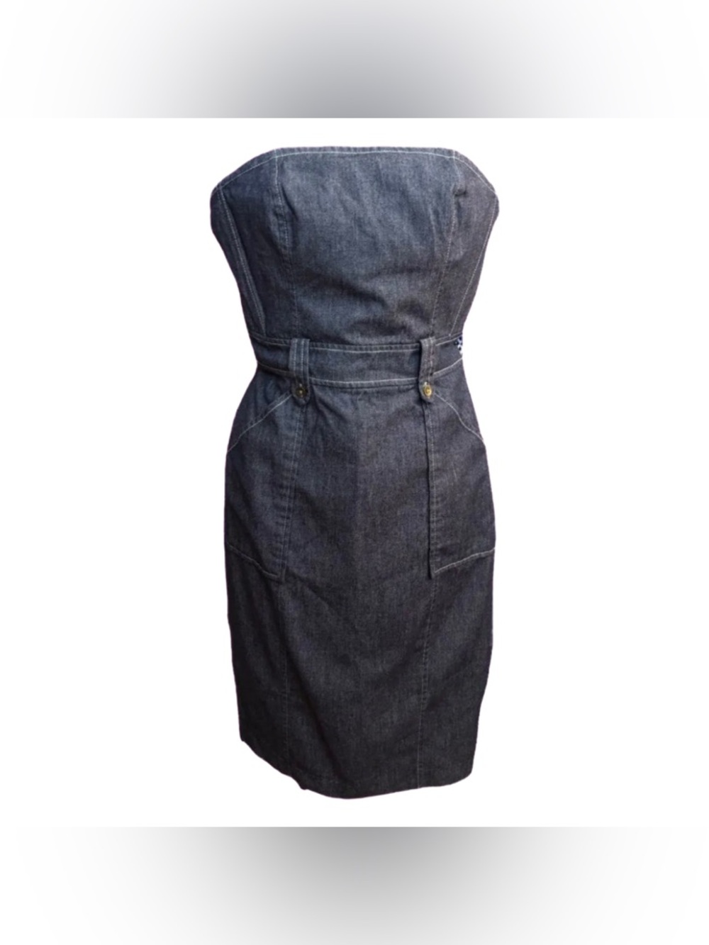Y2K EXPRESS denim strapless midi dress